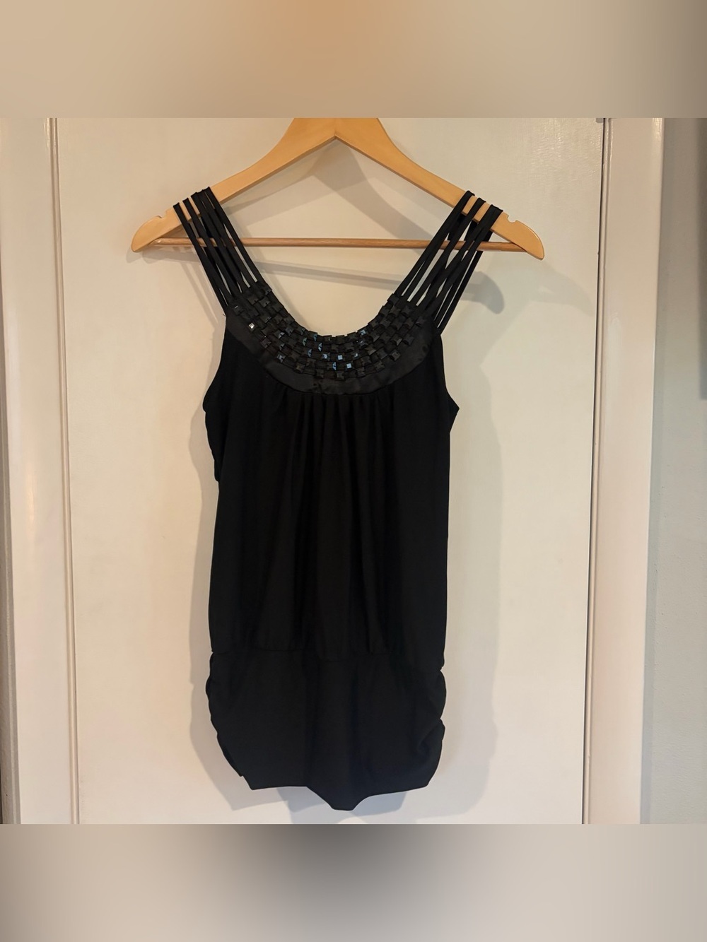 Lia Lee Studded Y2K Black Fitted Tank Top. Size: Medium.
